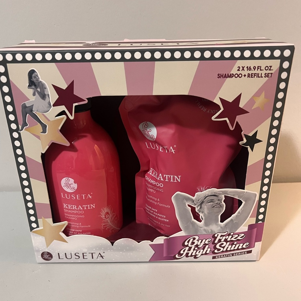 LUSETA KERATIN SHAMPOO Set 2x 16.9 oz = 33.8 oz for Damaged Dry Hair Color Safe